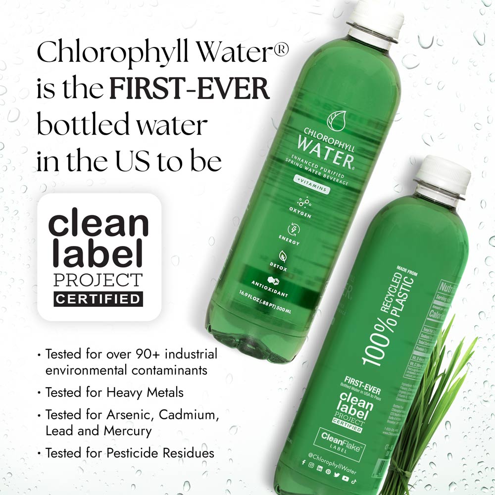 Chlorophyll Water® (Case of 12): Chlorophyll & Ultra-Purified Water with Essential Vitamins A, B12, C and D3