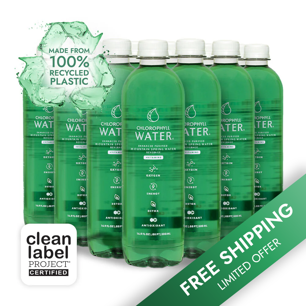 Chlorophyll Water® (Case of 12): Chlorophyll & Ultra-Purified Water with Essential Vitamins A, B12, C and D3