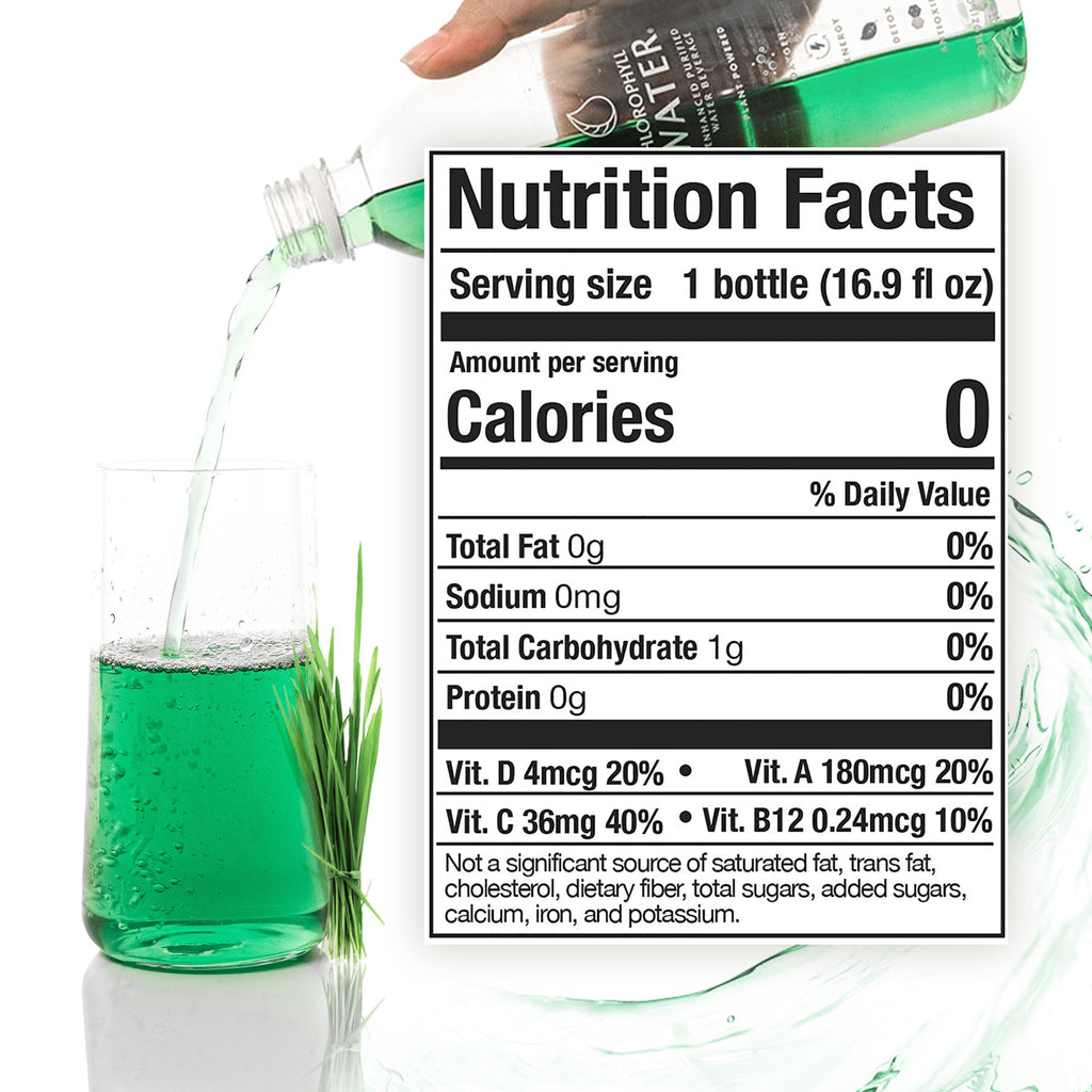Chlorophyll Water® (Case of 12): Chlorophyll & Ultra-Purified Water with Essential Vitamins A, B12, C and D3