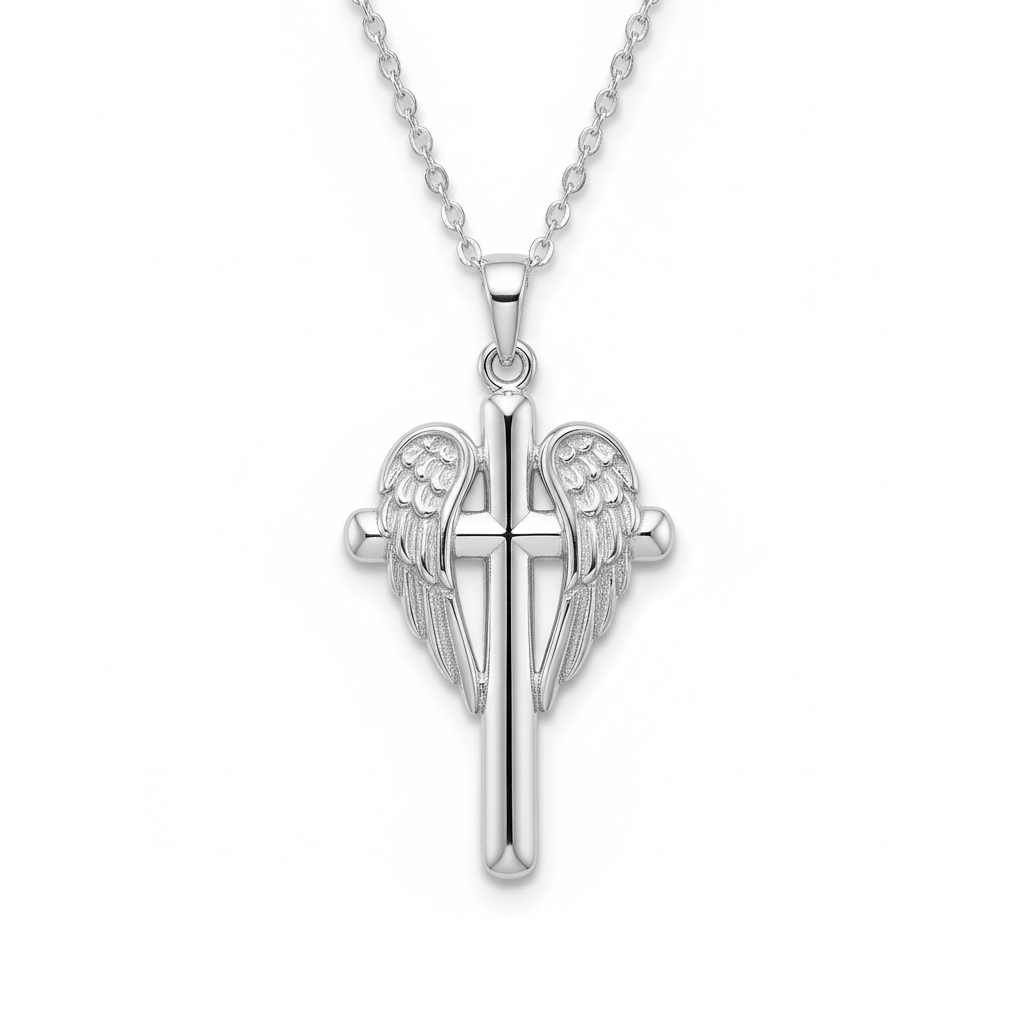 Guardian Angel Wings Cross Necklace
